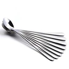 6-Pack 7.5" Stainless Steel Mixing Spoons – Long Handle for Tea & Dessert