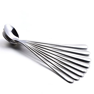 6 Pack 7.5in Stainless Steel Long Handle Mixing Spoons Iced Tea Coffee Dessert