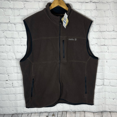 Timberland Super Deep Brow Mens Brown Fleece Vest Full Zip size XL NEW