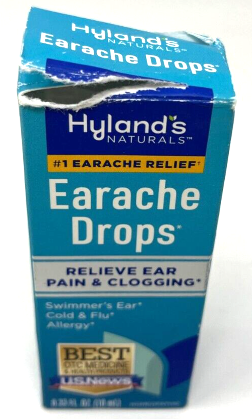 Hyland's Earache Drops 0.33 fl oz Relieves Ear Pain & Clogging Sealed