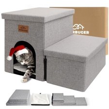 Dog Stairs, Dog Steps for High Beds, Foldable Pet Stairs for Small Dogs Puppy