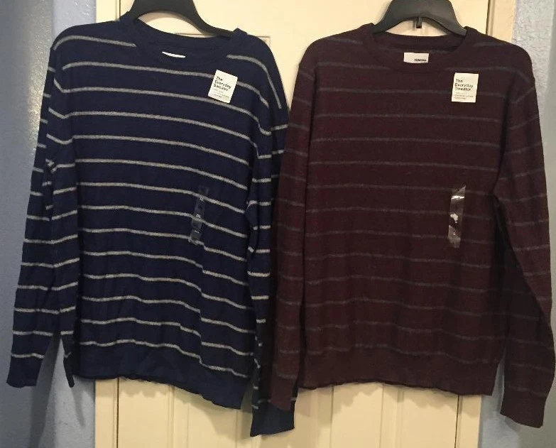 Suéter masculino SONOMA listra US$ 45 GUAGE FINA GOLA REDONDA leve todos os dias P G XXL - Imagem 3 de 4