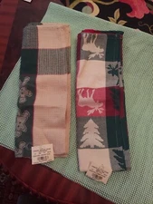 Park Imports Woven Xmas Dish Tea Towel 2 Ct Moose/Tree & Gibgerbread Boy New NWT