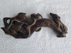  Folk Art Wood Carved  - Man, Dog and Bird - Vintage W/ Wind up cord  — photo 1