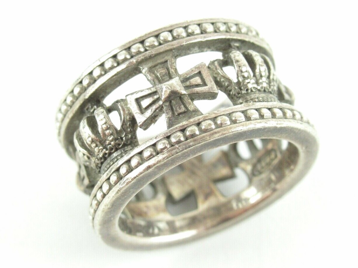 Auth Justin Davis Crown&Cross Motif Sterling Silver 925 Ring Auth Justin Davis Crown&Cross Motif Sterling Silver 925 Ring