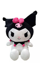 Sanrio Hello Kitty Black Pink Kuromi 16" inch Sitting Pose Plush Backpack New