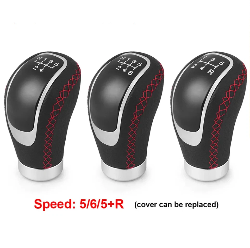 Perilla de cambio de marchas manual de cuero PU de 5/6 velocidades R para Mercedes Benz Foto 2 de 4