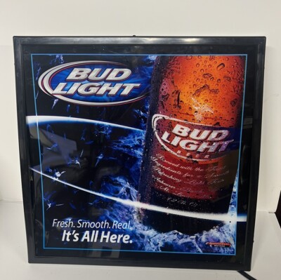 Vintage Bud Light Beer Fresh Smooth Real Lighted Sign Bar Pub Nice