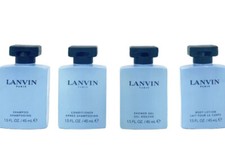 New Lanvin Paris Shampoo Conditioner Lotion Shower Gel Set 4 Travel Toiletry