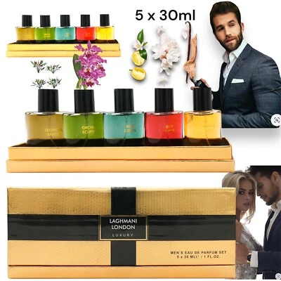 NEW BRAND LUXURY MEN 5 x 30ml EDT PERFUME GIFT SET FOR HIM MENS PERFUME EAU DE