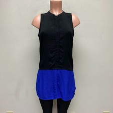 Madewell Womens Black Blue Colorblock Sleeveless Concealed Button Mini Dress XS