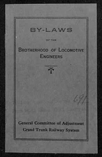 Grand Trunk Railroad 1921 By-Laws of the Brotherhood of Locomotive Engineers 4pp