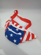 American Flag Fanny Pack Red White Blue 2 Zipper Compartments New 