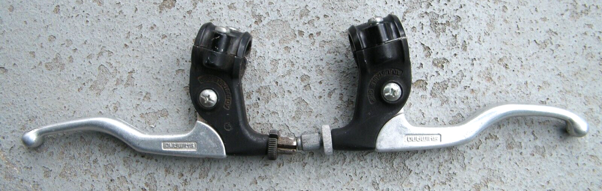Paire Leviers Frein Vintage Shimano BL-AT50 - VTT, Touring, Noir, Aluminium, 22.2 Mm, Japon