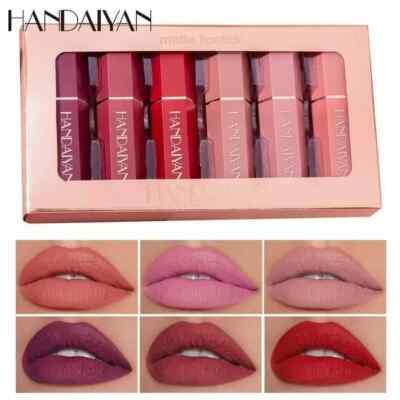 6 Stück Lippenstift Matt Set Wasserdicht Langanhaltend Velvet Lipstick Lipgloss