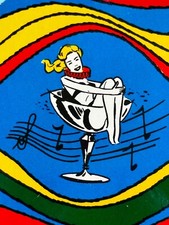 Collectible Tin Litho Spinner Party Noise Maker Lady Woman Sitting in Glass