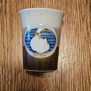 Vintage Country Goose Stoneware Cup Ceramic Speckled Cup Brown Grey