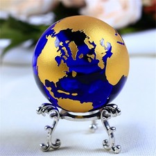 Crystal Glass Marbles earth globe world map Quartz Crystals Desk Ornaments