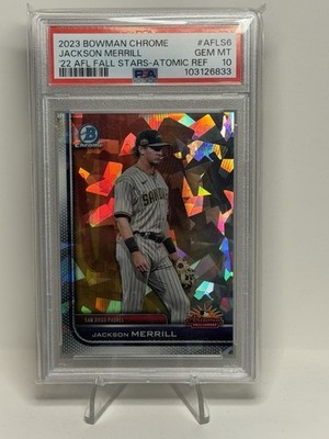 Topps 2023 Bowman Chrome Jackson Merrill Fall Stars Atomic /150 #AFLS-6 PSA 10