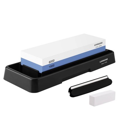 Whetstone Knife Sharpening Set 1000/6000 Grit with Angle Guide & Base Holder