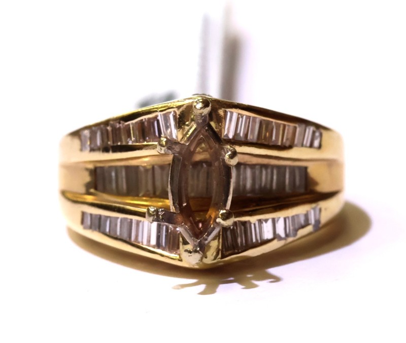 14K yellow gold .65ct diamond semi mount ring mounting 10.0g round SZ 7
