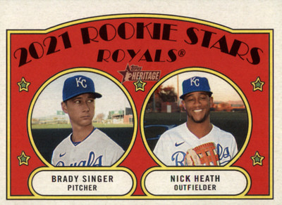 2021 Heritage Base #129 Brady Singer Nick Heath RC - Kansas City Royals