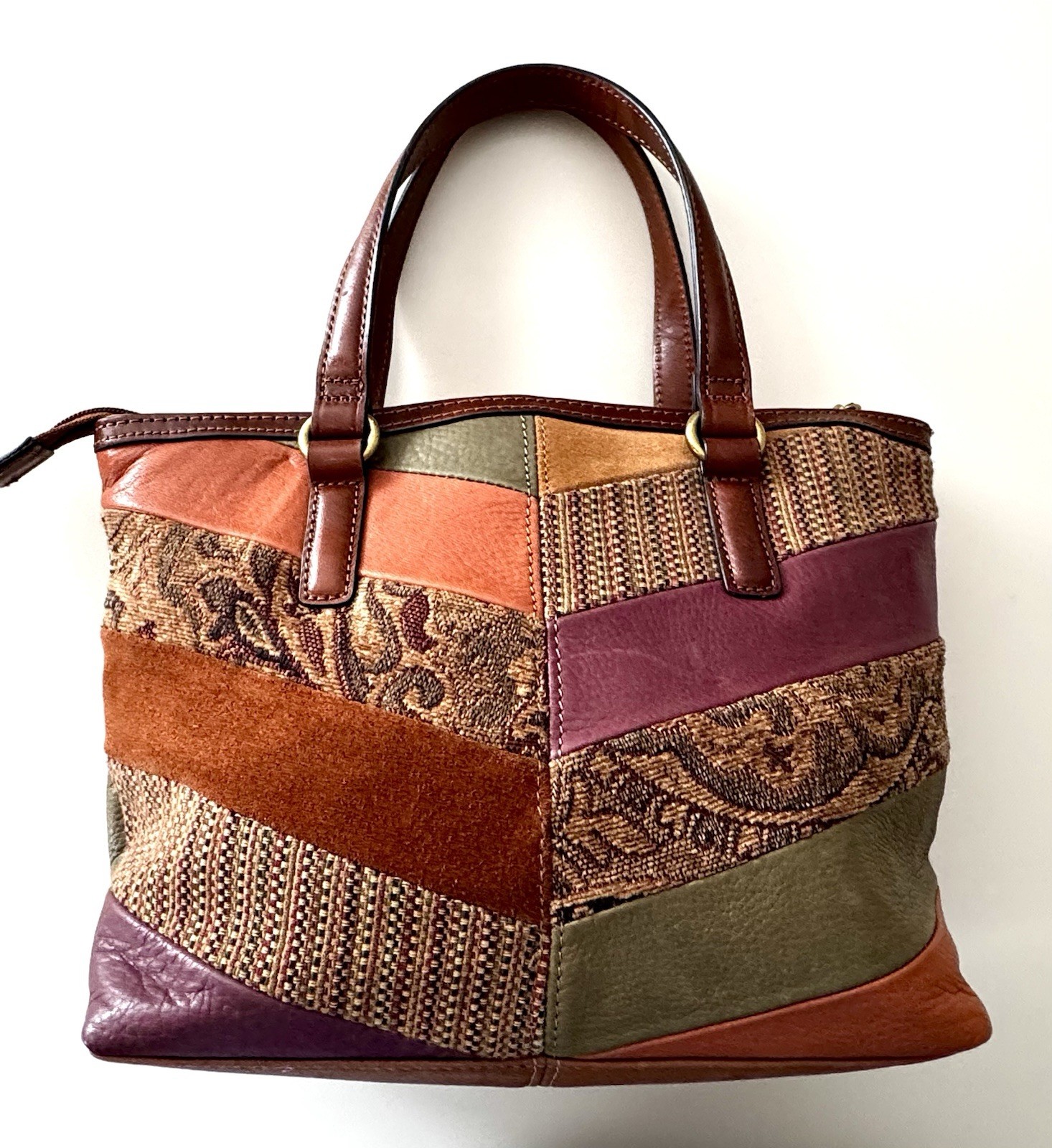 Fossil VTG Patchwork Handle Purse - image 1