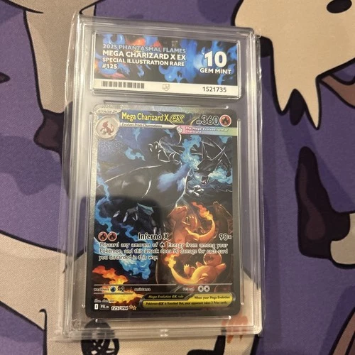 Pokemon Mega Charizard X EX SIR 125/094 Phantasmal Flames Ace 10 Gem Mint P Subs