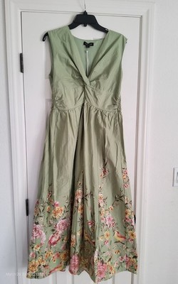 Rachel Zoe Avocado Green Floral Dress Sz 10