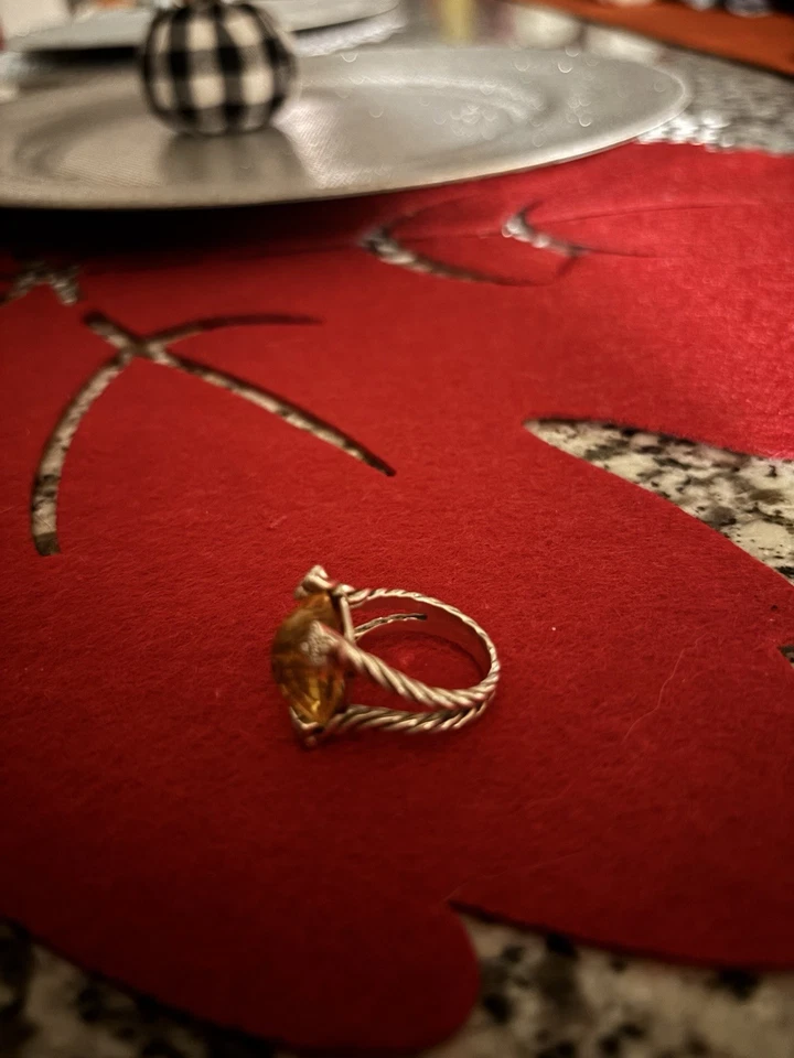 David Yurman 20mm Cushion on Point Citrine Diamond Ring - Image 2 of 4