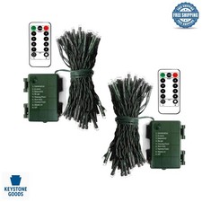 2 Pack Battery-Powered Christmas Fairy Lights, 16ft, Cool White, 50 LEDs, Rem...