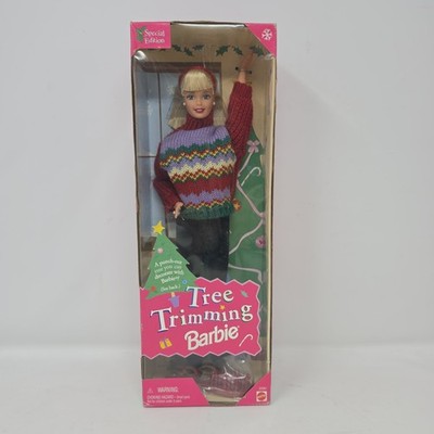 1998 Tree Trimming Barbie Vintage Holiday Christmas Tree Mattel NRFB 22967