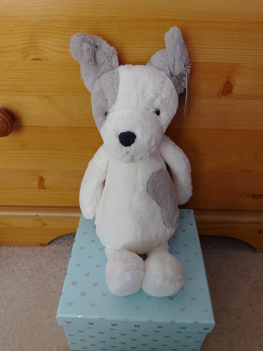 Jellycat Medium Bashful Terrier. White & Grey Dog. Retired. Brand