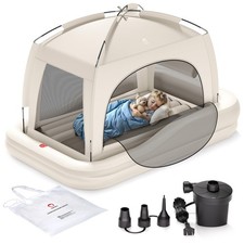 QPAU Inflatable Toddler Travel Bed with Tent, Baby Crib Tent, Portable Kids ...