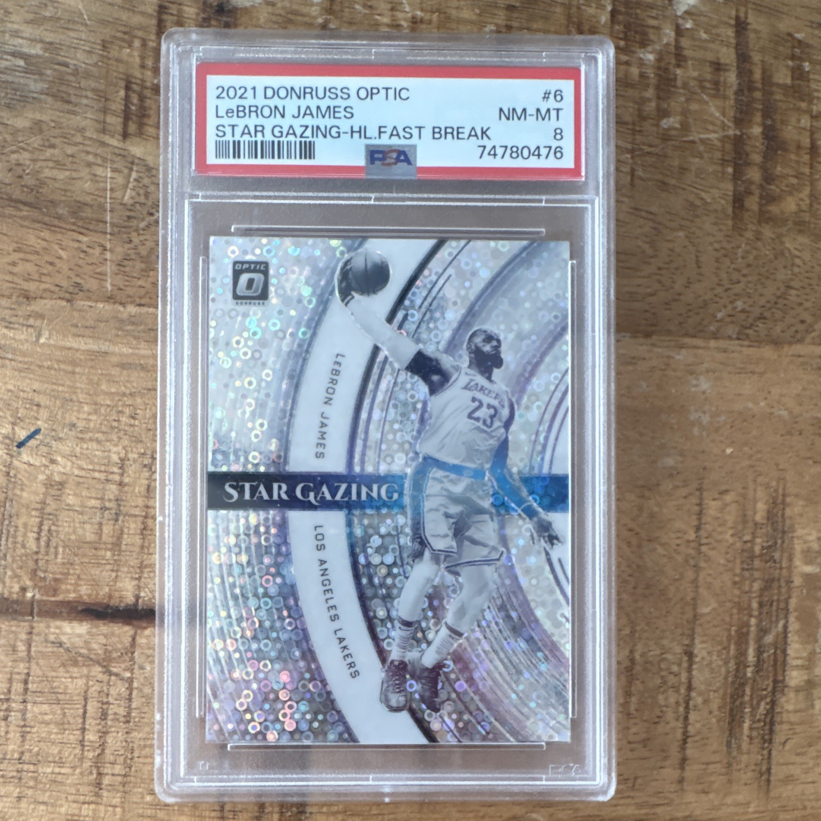 Panini Donruss Optic LeBron James 2021-22 #6 Star Gazing Fast Break Holo PSA 8