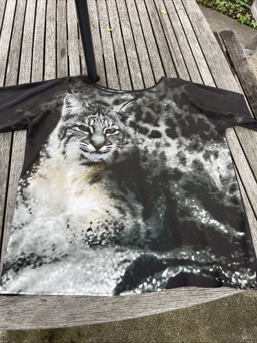 Max Mara Villa Bobcat Graphic 100% Silk L/xl Top - Picture 13 of 13