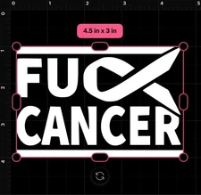 F*** Cancer Ribbon Awareness Vinyl Decal Sticker Car SUV Truck - White - 4.5x3”