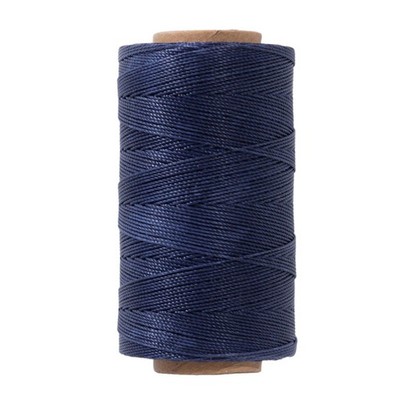 Heavy Duty Round Waxed Thread 0.8mm, 218 Yards, Dark Blue, Bonded Thick Polye...