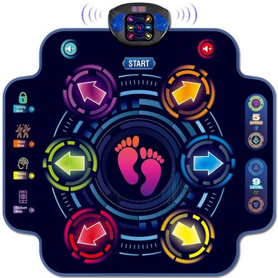 Kids Dance Pad with Bluetooth, 6 Buttons, Music Game Mat, Gifts for Ages 4-12V