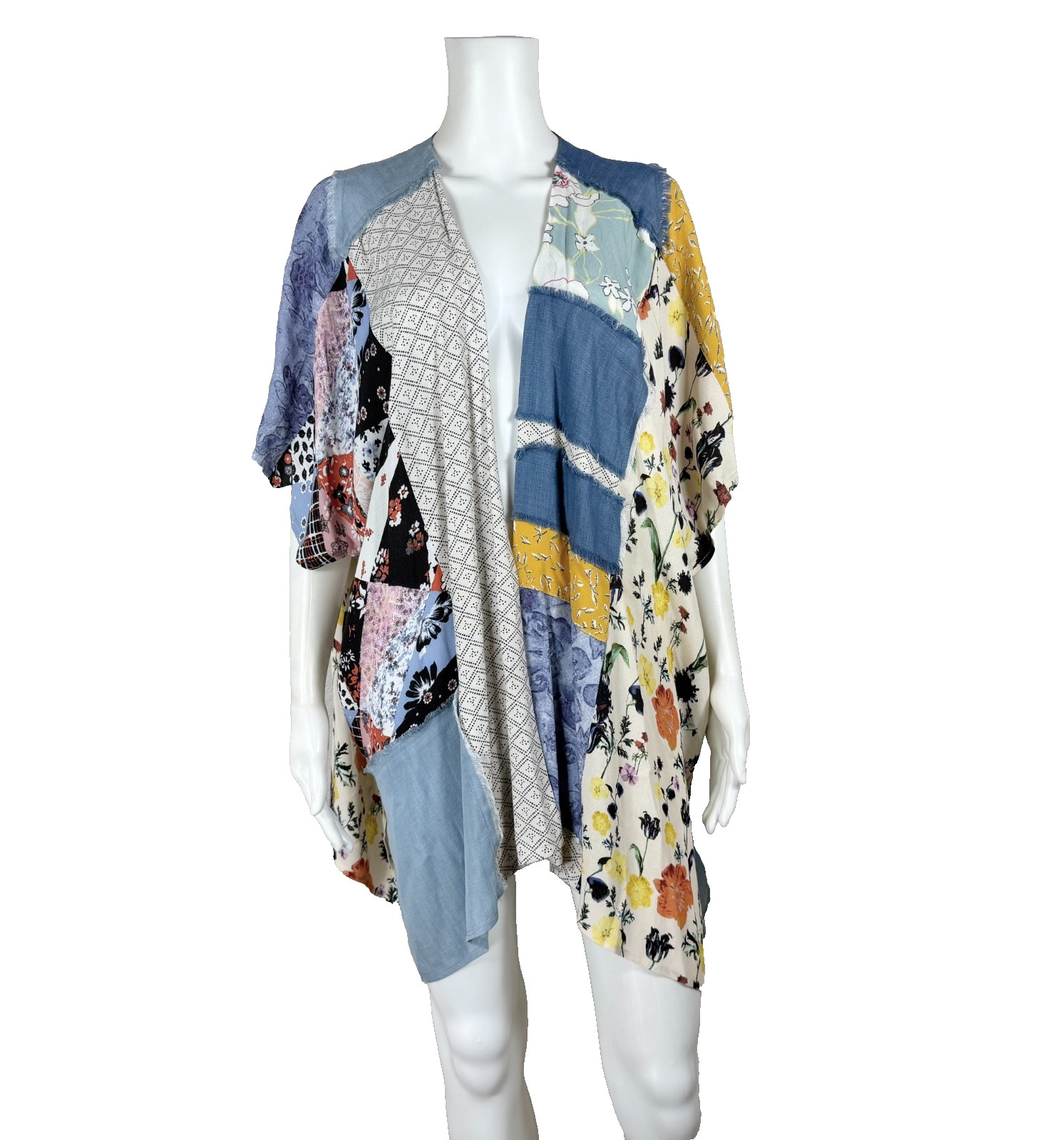 JOHN MARK Patchwork Kimono Shirt Topper Jacket Mu… - image 2