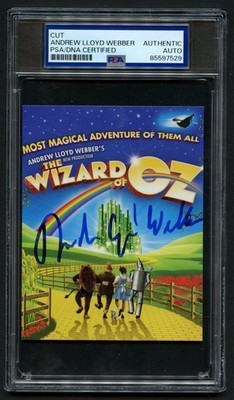 Andrew Lloyd Webber signed autograph 3.5x4.5 Cut The Wizard of OZ PSA Slabbed