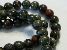 8MM Round Gemstone Dragon Blood Jasper Beads - Green  Red Jasper Gemstone