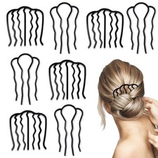 8 Pieces Hair Side Comb Metal Hair Comb Clips French Twist Comb for Updo Bun ...