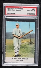 1961 Golden Press Hall of Fame Home Run Baker (John F on Card) #21 PSA 8 HOF n8a