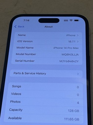 Apple iPhone 14 Pro Max - 128gb - Spectrum Battery Health 87% Phone Only