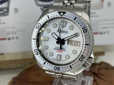 Seiko Herrenuhr Modded Perlmutt Zifferblatt 6309 7290 Vintage Automatik Diver