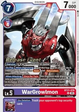 Digimon WarGrowlmon (BT21-076) BT-21P Alternative Art Englisch NM