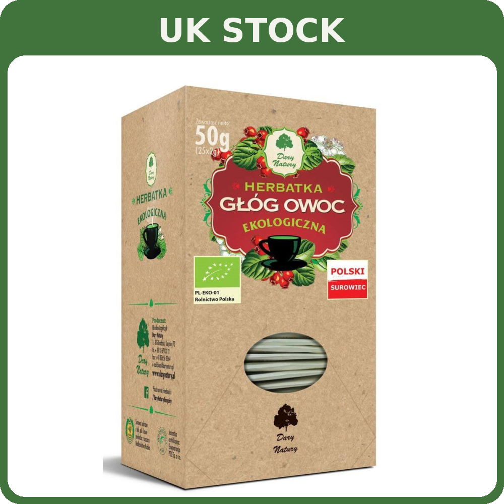 Organic Hawthorn Fruit Herbal Tea Bags 25 x 2g | Dary Natury