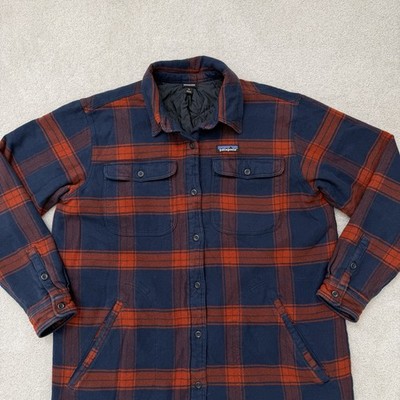 Patagonia Insulated Fjord Flannel Shirt Men's XL Red Plaid Button