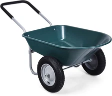 Goplus Dual Wheel Wheelbarrow, Heavy Duty Garden Cart, 330 Lbs Capacity Utility 